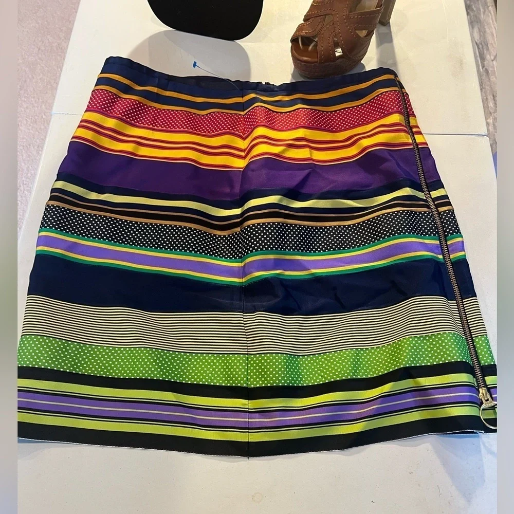 Multi-Color Lined Mini Skirt – Side Zipper